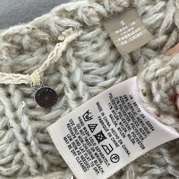 Anthropologie Knitted & Knotted Sweater Women's S Small Cream Gold Knit Pullover - Picture 11 of 13